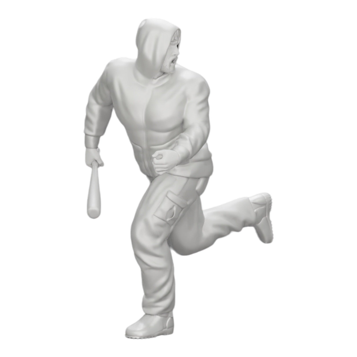 Diorama model building product photo 0: Gangster in hoodie with baseball bat on the run (Ref No. A1)