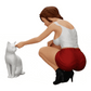 Diorama model building product photo 0: Pretty girl kneeling next to her cat (Ref No. A21)