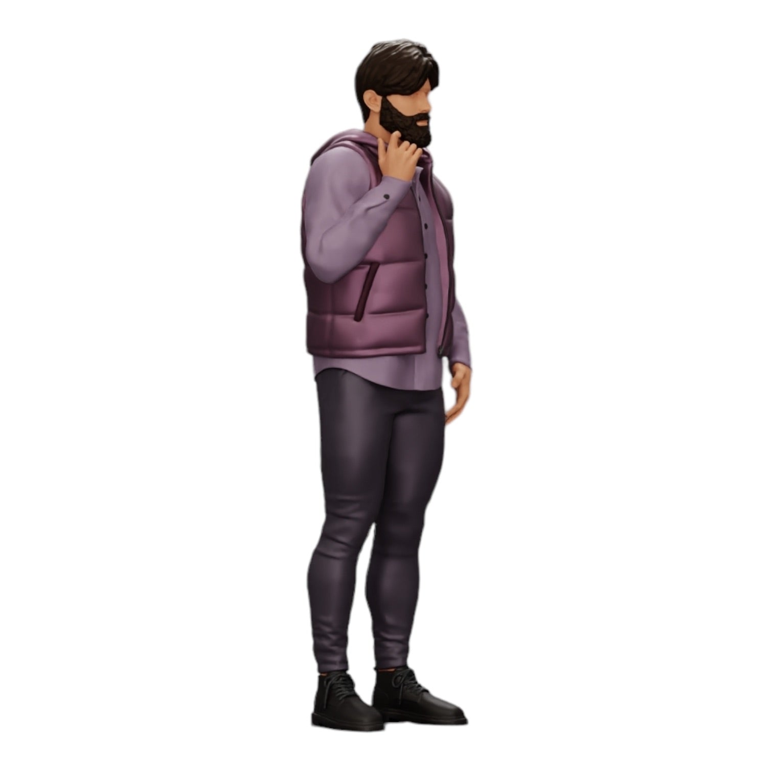 Diorama model building product photo 0: Confident man with beard and jacket stands tall (Ref No. A24)