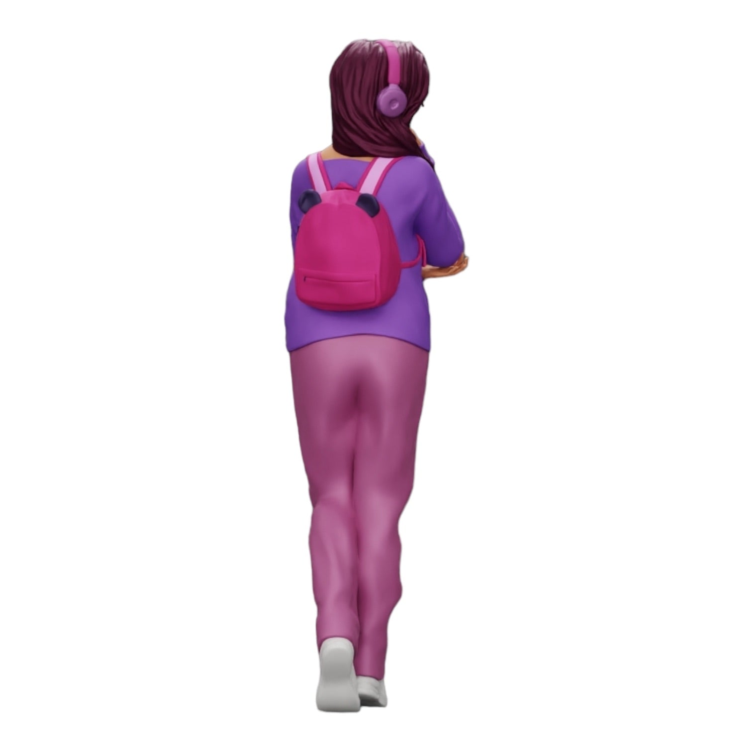Diorama model building product photo 0: Pensive young woman with headphones and backpack listening to music (Ref No. A25)