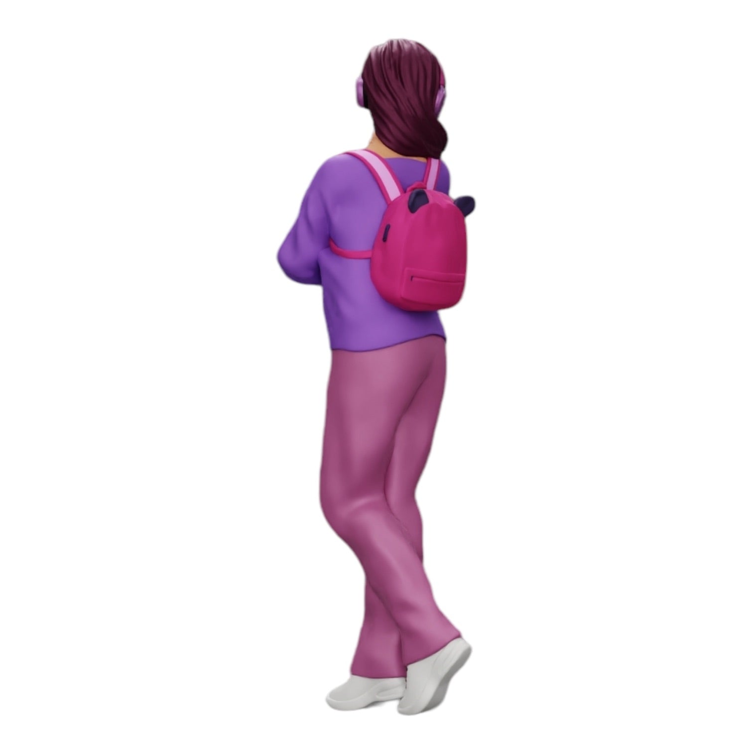 Diorama model building product photo 0: Pensive young woman with headphones and backpack listening to music (Ref No. A25)