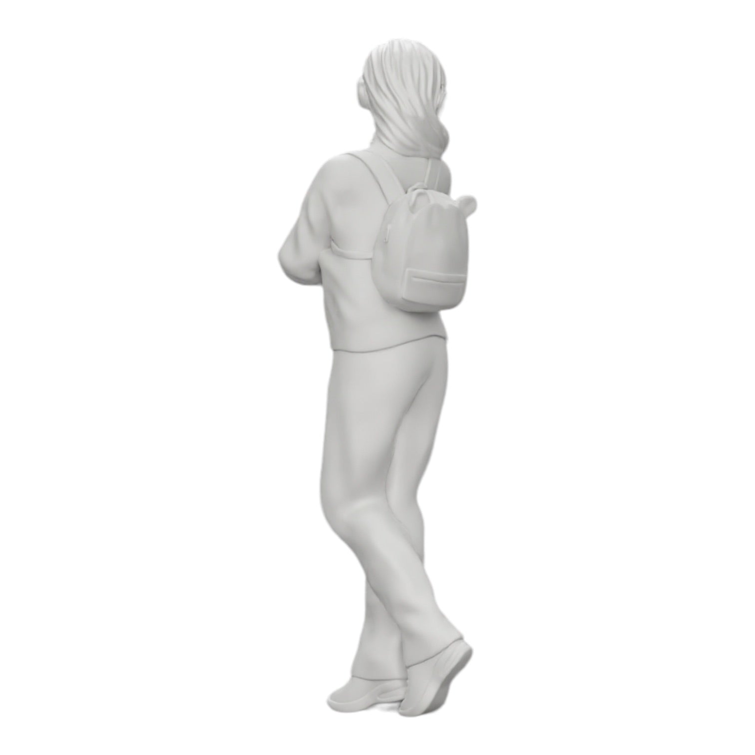 Diorama model building product photo 0: Pensive young woman with headphones and backpack listening to music (Ref No. A25)