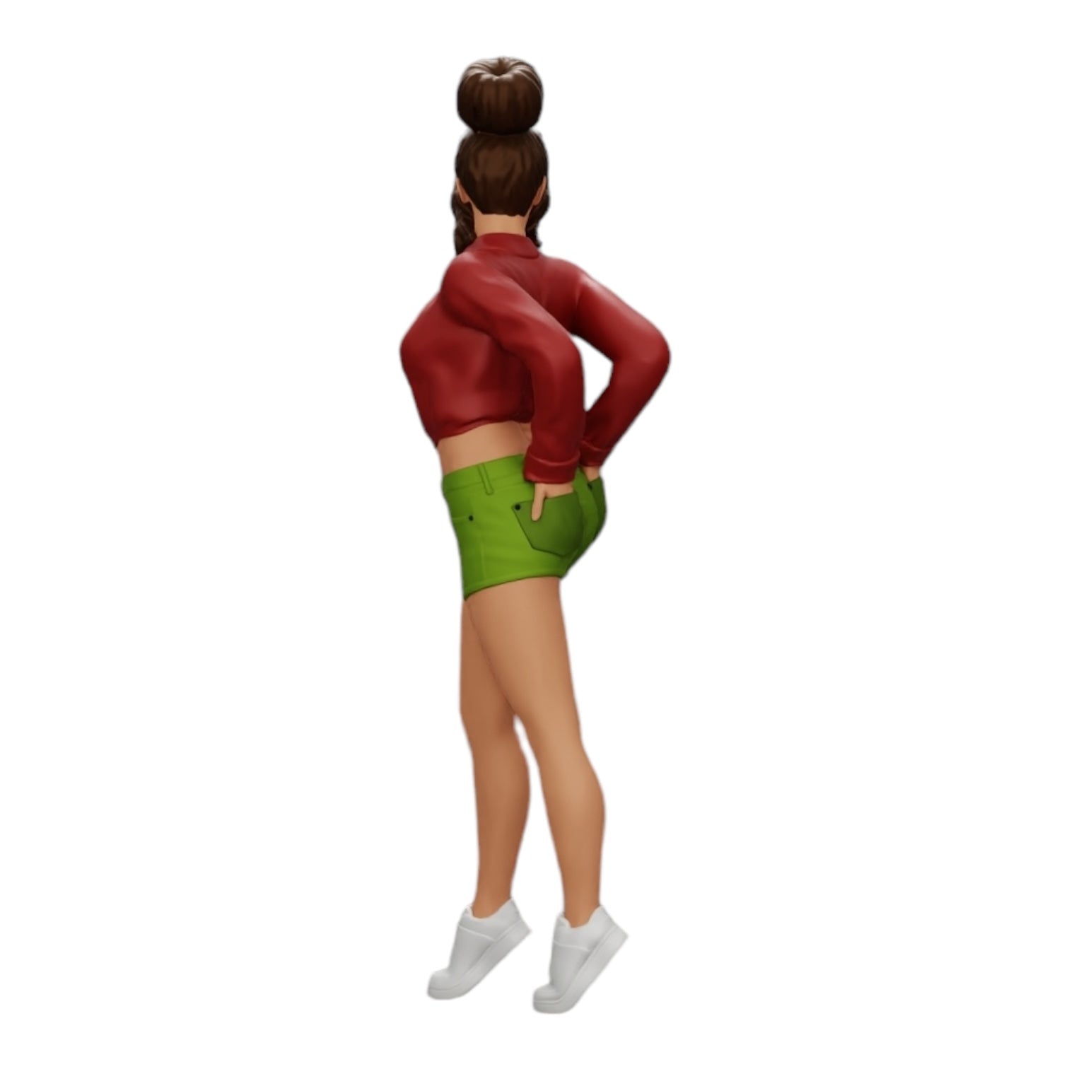 Diorama model building product photo 0: Sexy girl in shorts and open mini shirt with hands in back pocket (Ref No. A38)