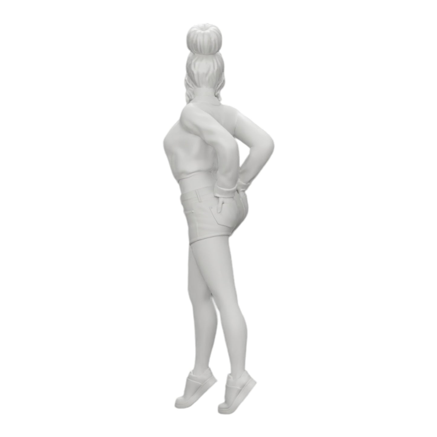 Diorama model building product photo 0: Sexy girl in shorts and open mini shirt with hands in back pocket (Ref No. A38)