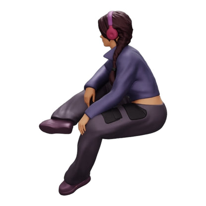 Diorama model building product photo 0: Young girl sitting and listening to music with headphones (Ref No. A42)