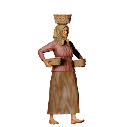 Product image 3 of 7: Miniature figure: Farmer's wife with baskets - Old farmer at the Abriet (No. 303)