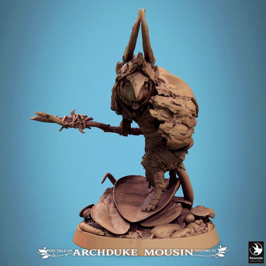 Product photo Tabletop 28mm Lord of the Print (LotP) 0: Tabletop miniature: Ratman Shaman/Druid, Tribal Warrior, Spear Carrier - Lurking Ambush Hunter of the Wilderness (25_07_I7)