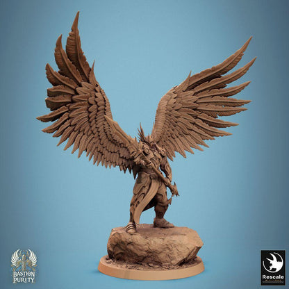 Product photo Tabletop 28mm Lord of the Print (LotP) 0: Fantasy figure: Winged Angel Warrior Seraph, Archangel Champion with Two-Handed Sword, Celestial Paladin (24_09_B3)