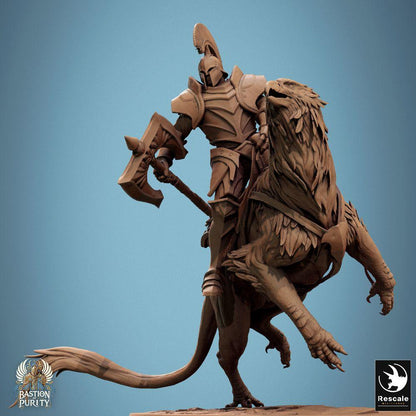 Product photo Tabletop 28mm Lord of the Print (LotP) 0: Tabletop miniature: Gryphon Rider, knight on gryphon - elite cavalry champion, shock cavalry with two-handed halberd or war axe, Gryphon Rider (24_09_G1)