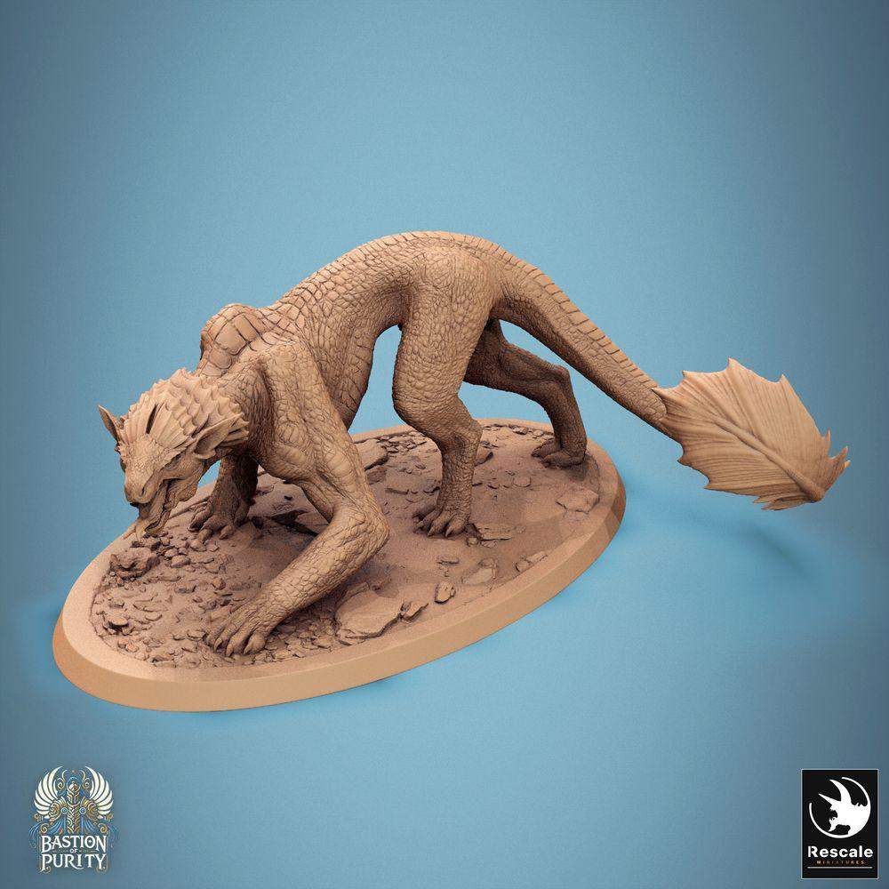 Produktfoto Tabletop 28mm Lord of the Print (LotP) 0: Tabletop Miniatur: Lindwurm / Drachenbestie - H8 Panthera Stealth, lauernder Raubdrache, Echsenkreatur, gepanzertes Schuppenungetüm, Boss-Kreatur (24_09_H8)