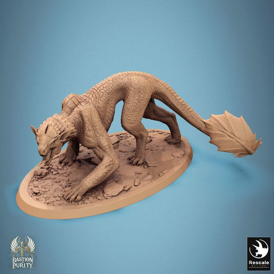 Produktfoto Tabletop 28mm Lord of the Print (LotP) 0: Tabletop Miniatur: Lindwurm / Drachenbestie - H8 Panthera Stealth, lauernder Raubdrache, Echsenkreatur, gepanzertes Schuppenungetüm, Boss-Kreatur (24_09_H8)