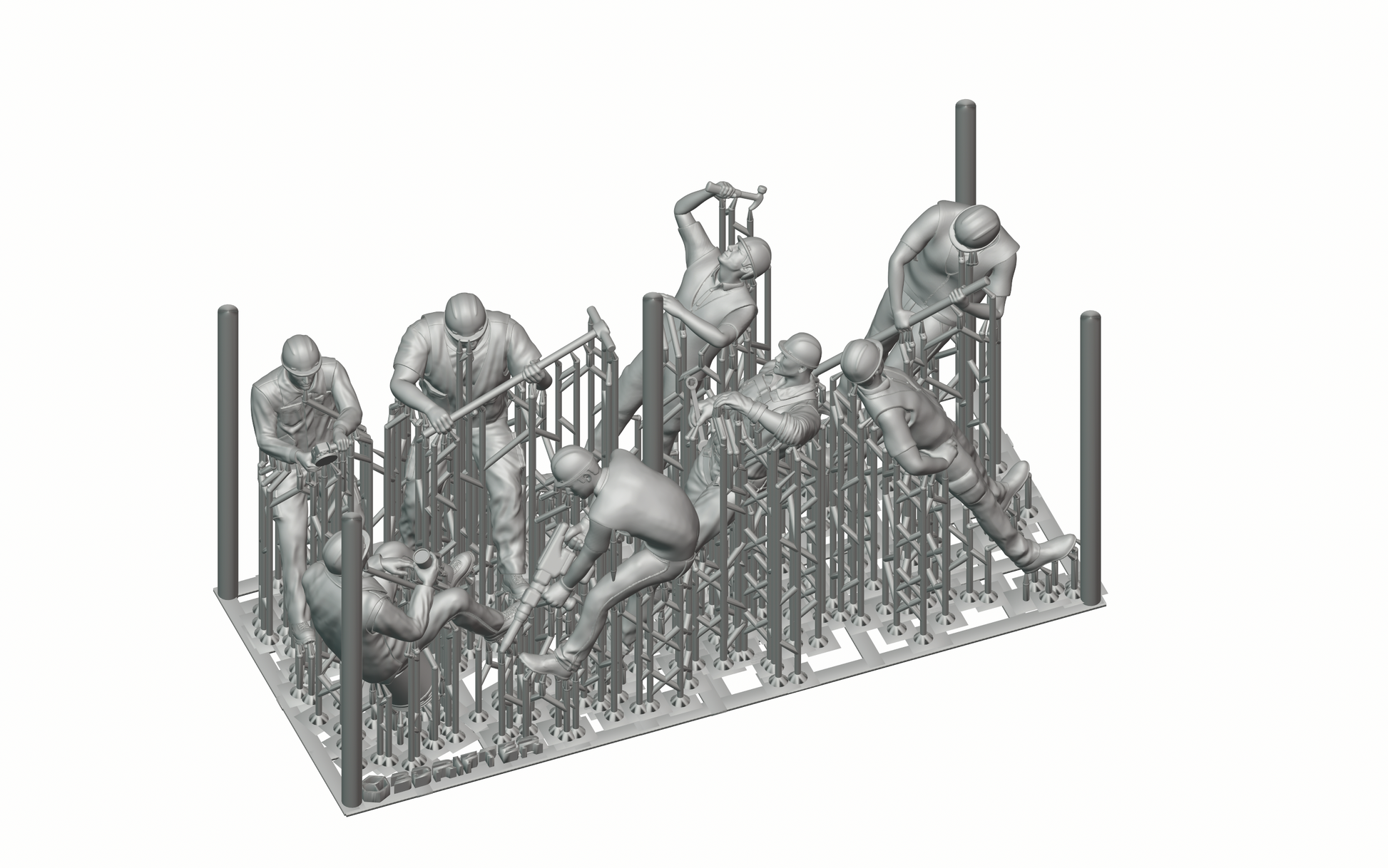 Product photo diorama and model building miniature figure: Construction Worker Set, 8 figures