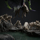 Product photo Tabletop 28mm Lord of the Print (LotP) 2: Tabletop Fantasy miniature set: Black Dragon Hunt - Black Dragon with hunting dogs on scenic rock base (26_03_A1)