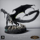 Product photo Tabletop 28mm Lord of the Print (LotP) 5: Tabletop Fantasy miniature set: Black Dragon Hunt - Black Dragon with hunting dogs on scenic rock base (26_03_A1)
