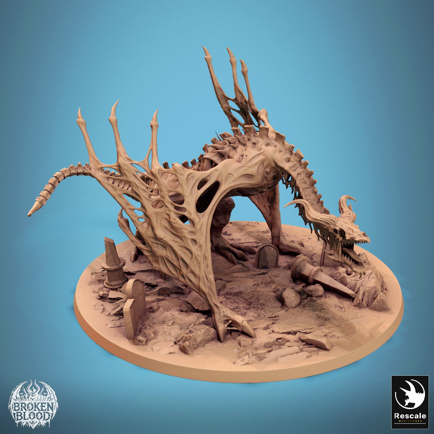 Product photo Tabletop 28mm Lord of the Print (LotP) 0: Tabletop miniature: Undead Skeleton Wyvern, Bone Dragon, and Tomb Beast, Boss Creature - Banish Wyvern (24_11_E1)