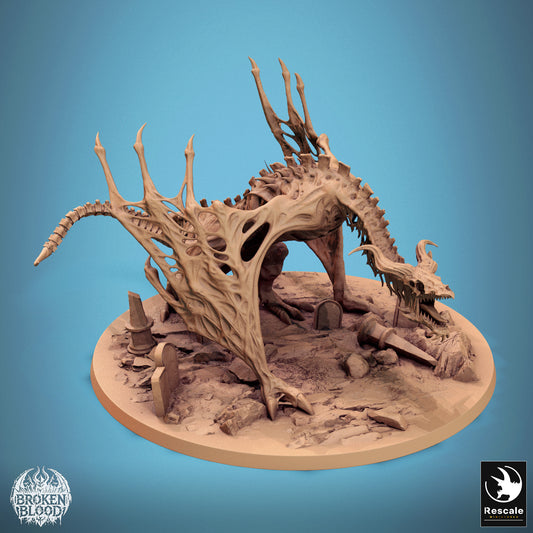 Product photo Tabletop 28mm Lord of the Print (LotP) 0: Tabletop miniature: Undead Skeleton Wyvern, Bone Dragon, and Tomb Beast, Boss Creature - Banish Wyvern (24_11_E1)