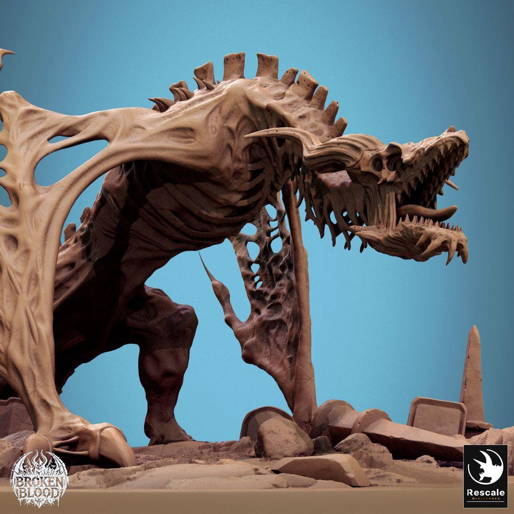 Product photo Tabletop 28mm Lord of the Print (LotP) 2: Tabletop miniature: Undead Skeleton Wyvern, Bone Dragon, and Tomb Beast, Boss Creature - Banish Wyvern (24_11_E1)