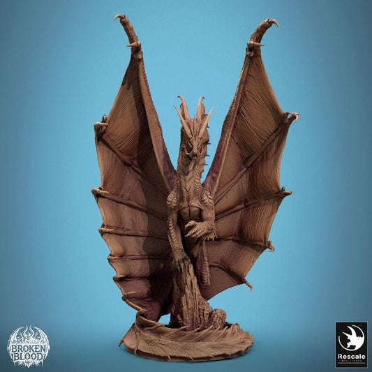 Product photo Tabletop 28mm Lord of the Print (LotP) 0: Tabletop miniature: Legendary Old Dragon - Dragon Lord and Dragon Guardian, large winged beast boss monster for wargaming, skirmish, and role-playing (24_11_A5)
