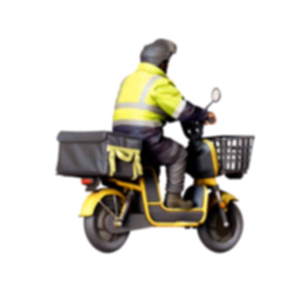 Diorama model-making product photo 3: Seated figure: delivery driver on scooter with front basket & delivery box (Ref. No. 518)