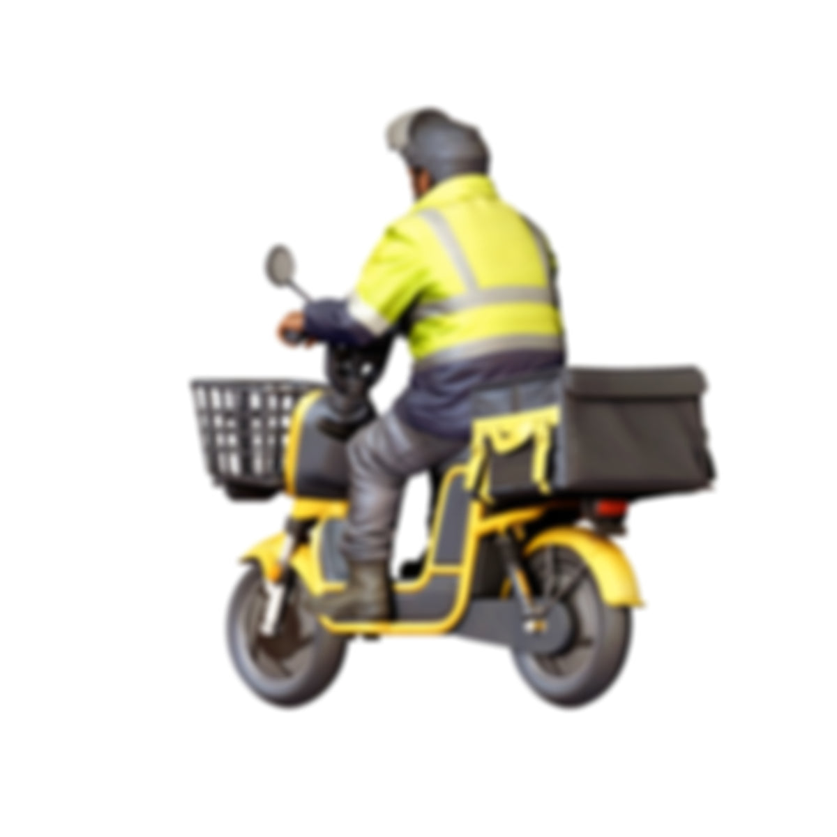 Diorama model-making product photo 4: Seated figure: delivery driver on scooter with front basket & transport box (Ref. No. 518)