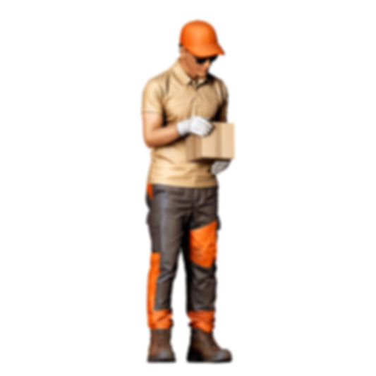 Diorama model-making product photo 0: Standing figure: delivery person with parcel (Ref. No. 520)