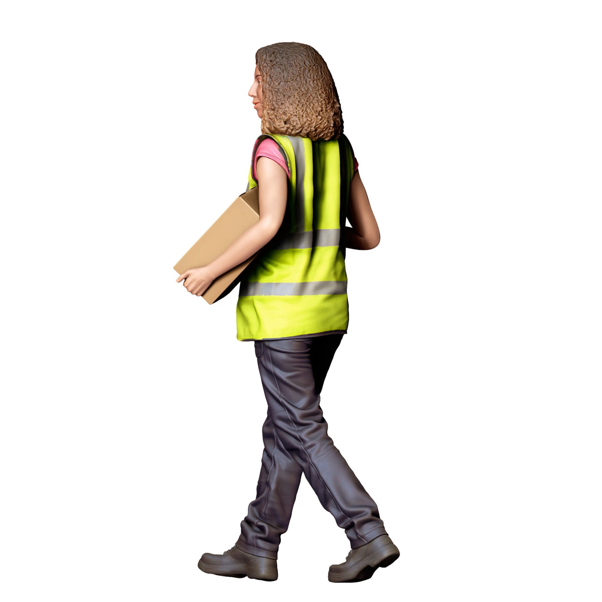 Diorama model-making product photo 3: Standing figure: Delivery woman with parcels & handheld scanner (Ref. No. 522)
