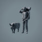 Farm Animal Figures: Boar Walking - Berkshire Pig (a040)
