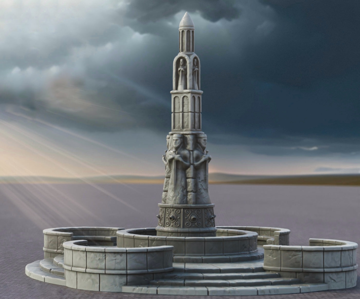 Product photo Tabletop 28mm The Printing Goes Ever On (TPGEO) 0: Fountain B Ivory City - Fountain Kingdom Gonthan