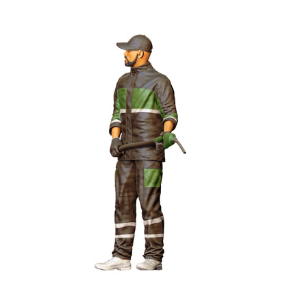 Diorama model building product photo 0: Gas station attendant in work clothes – figure with fuel nozzle (Ref. No. 431)