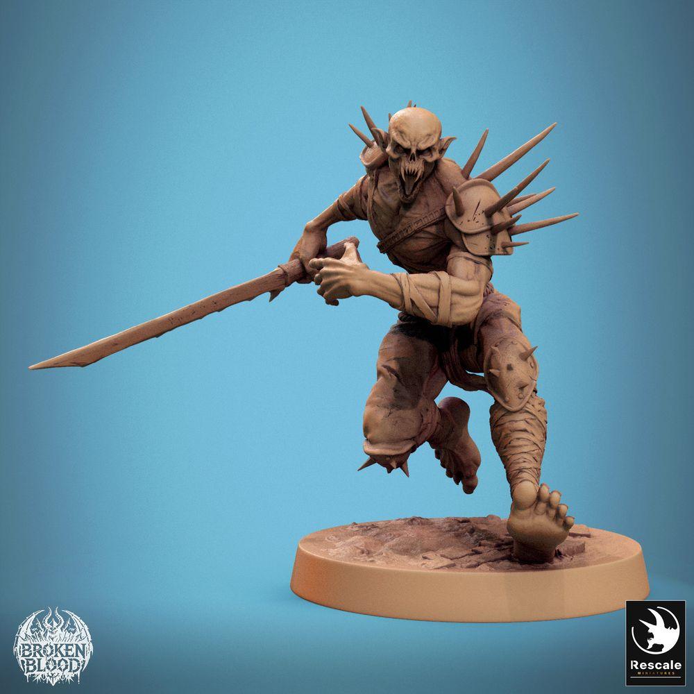 Product photo Tabletop 28mm Lord of the Print (LotP) 0: Tabletop miniature: Ghoul Ravager - Undead swordsman, cursed berserker with two-handed longsword (24_11_C17)
