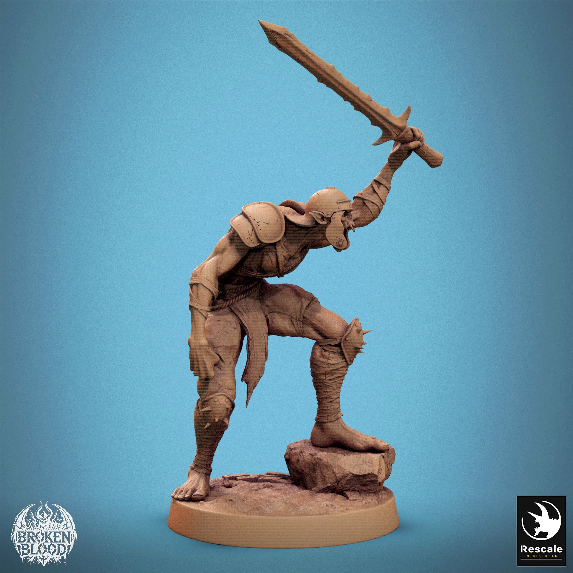 Product photo Tabletop 28mm Lord of the Print (LotP) 1: Tabletop miniature: Ghoul Ravager, undead warrior with serrated blade - dark champion and monstrous melee fighter (24_11_C37)