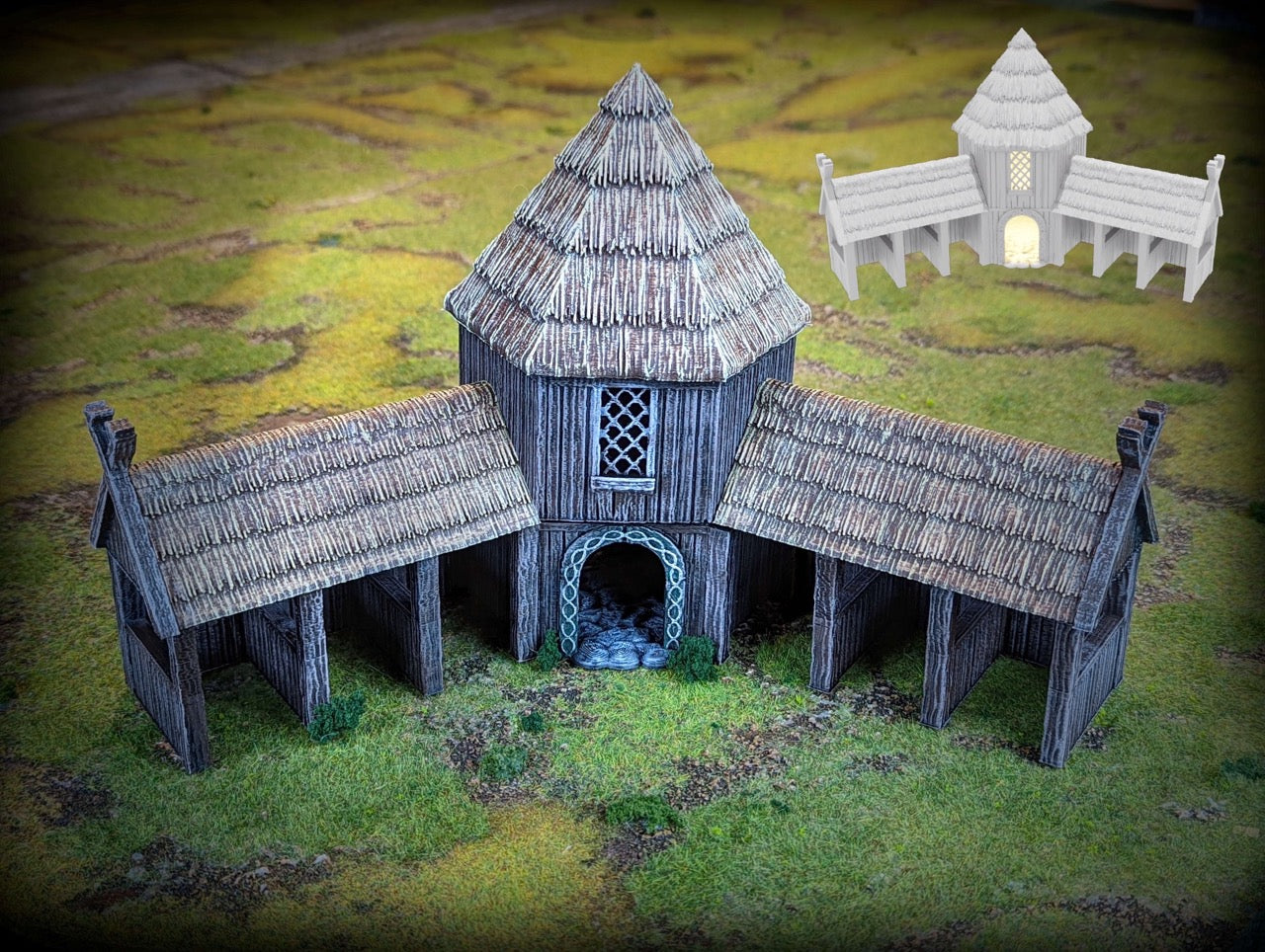 Product photo Tabletop 28mm terrain pieces, houses, decorations, and bits from Creation Conquest (CC) 0: Stables - Kingdom Of Saxonia - Medieval village of the horse lords