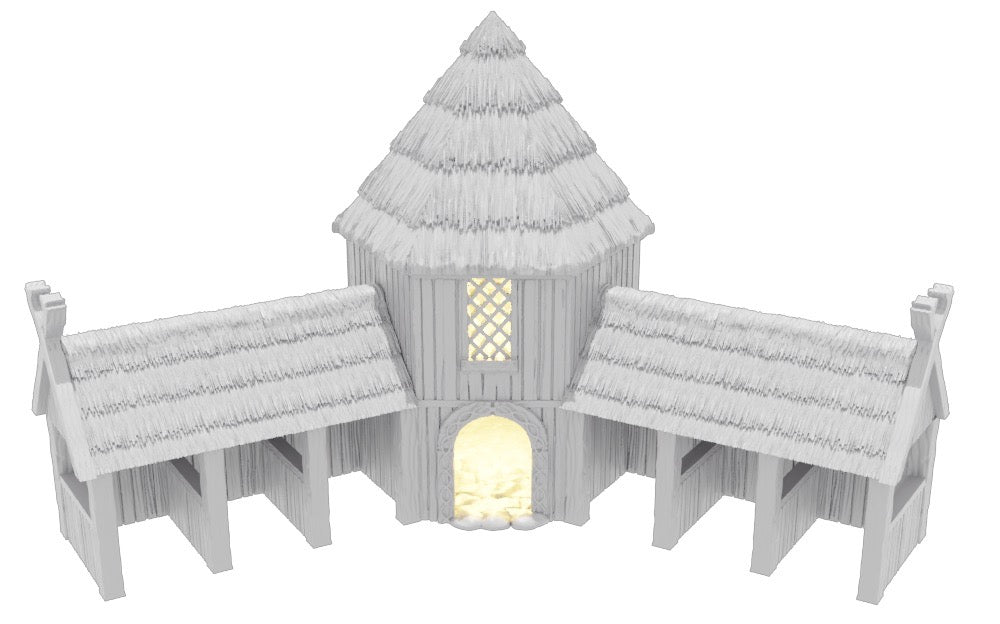 Product photo Tabletop 28mm terrain pieces, houses, decorations, and bits from Creation Conquest (CC) 0: Stables - Kingdom Of Saxonia - Medieval village of the horse lords