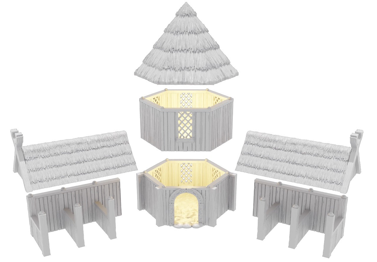 Product photo Tabletop 28mm terrain pieces, houses, decorations, and bits from Creation Conquest (CC) 0: Stables - Kingdom Of Saxonia - Medieval village of the horse lords