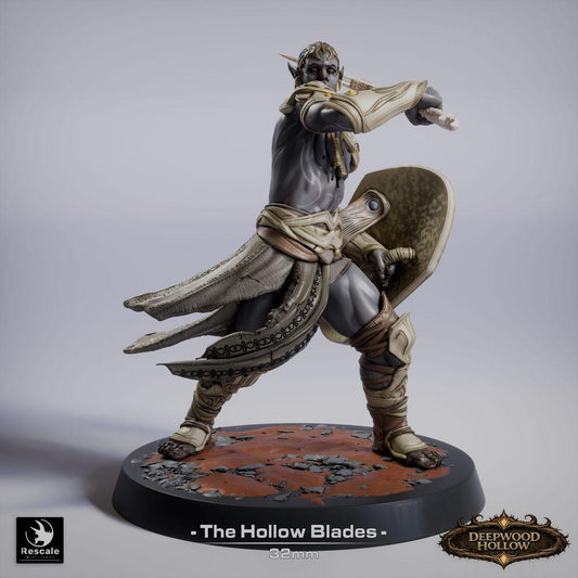 Product photo Tabletop 28mm Lord of the Print (LotP) 0: Fantasy figure: Dark Elf shield fighter, duelist, and melee fighter with short saber and buckler - Dark Elf (26_03_G8)