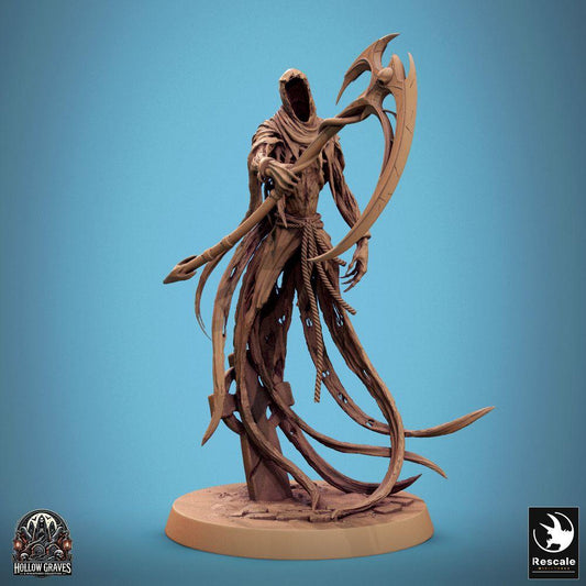 Product photo Tabletop 28mm Lord of the Print (LotP) 0: Tabletop miniature: Grim Reaper / Wraith - floating shadow spirit with two-handed scythe, undead dungeon boss for wargaming and skirmish (24_10_A6)