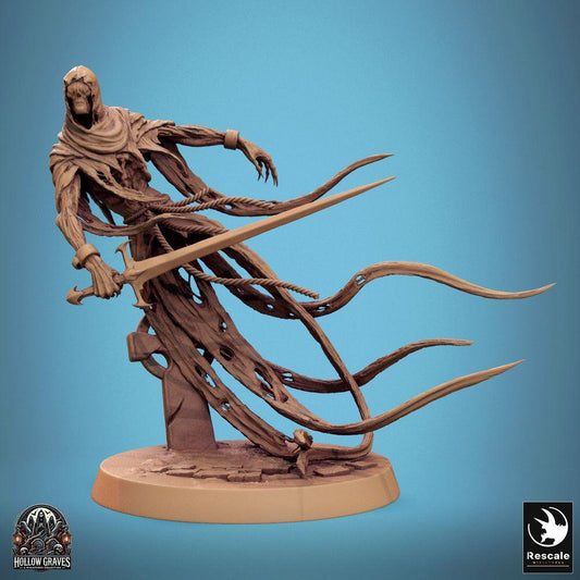 Product photo Tabletop 28mm Lord of the Print (LotP) 0: Tabletop miniature: Undead Spirit Warrior Wraith with Longsword, Spectral Executioner, Phantom Swordsman, Floating Blade Master (24_10_A7)
