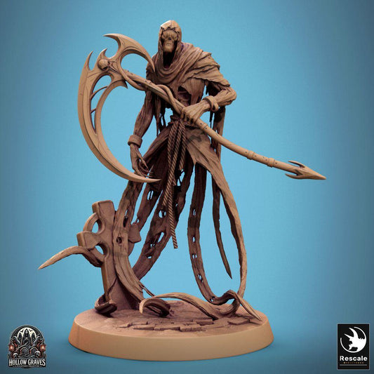 Product photo Tabletop 28mm Lord of the Print (LotP) 0: Tabletop miniature: Grim Reaper, Spectral Executioner, Soul Collector with Halberd Scythe - Undead Champion on Broken Thorn Wheel, Grimdark Dark Fantasy Boss Model (24_10_A9)
