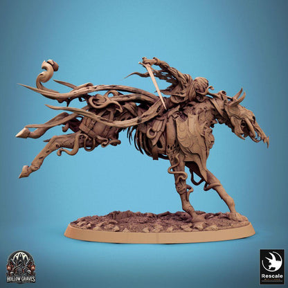Product photo Tabletop 28mm Lord of the Print (LotP) 0: Tabletop miniature: Shadow Rider, Undead Knight - Spectral Cavalryman with Longsword in Assault, Cursed Leader on Horseback (24_10_C2)
