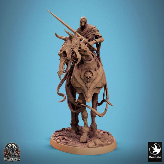 Product photo Tabletop 28mm Lord of the Print (LotP) 0: Tabletop miniature: Undead Rider with Lance - Death Knight, Skeleton Cavalryman, Dread Knight on Armored Warhorse (24_10_C3)