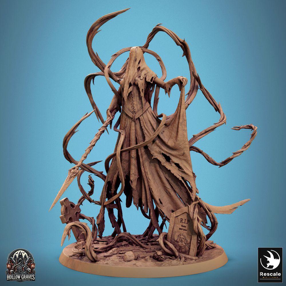 Product photo Tabletop 28mm Lord of the Print (LotP) 0: Tabletop miniature: vengeful Banshee / Wraith - undead spellcaster with thorned polearm (24_10_H)
