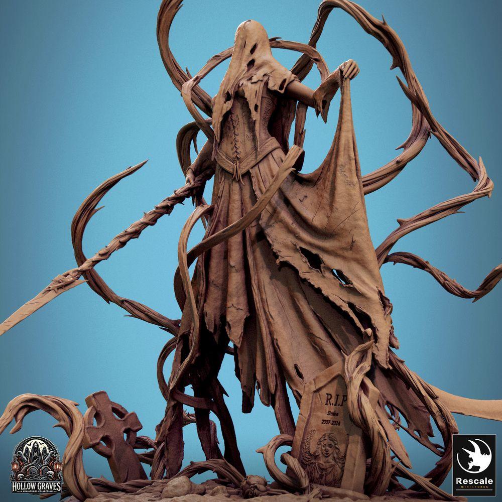 Product photo Tabletop 28mm Lord of the Print (LotP) 0: Tabletop miniature: Vengeful Banshee / Wraith - undead spellcaster with thorned polearm (24_10_H)