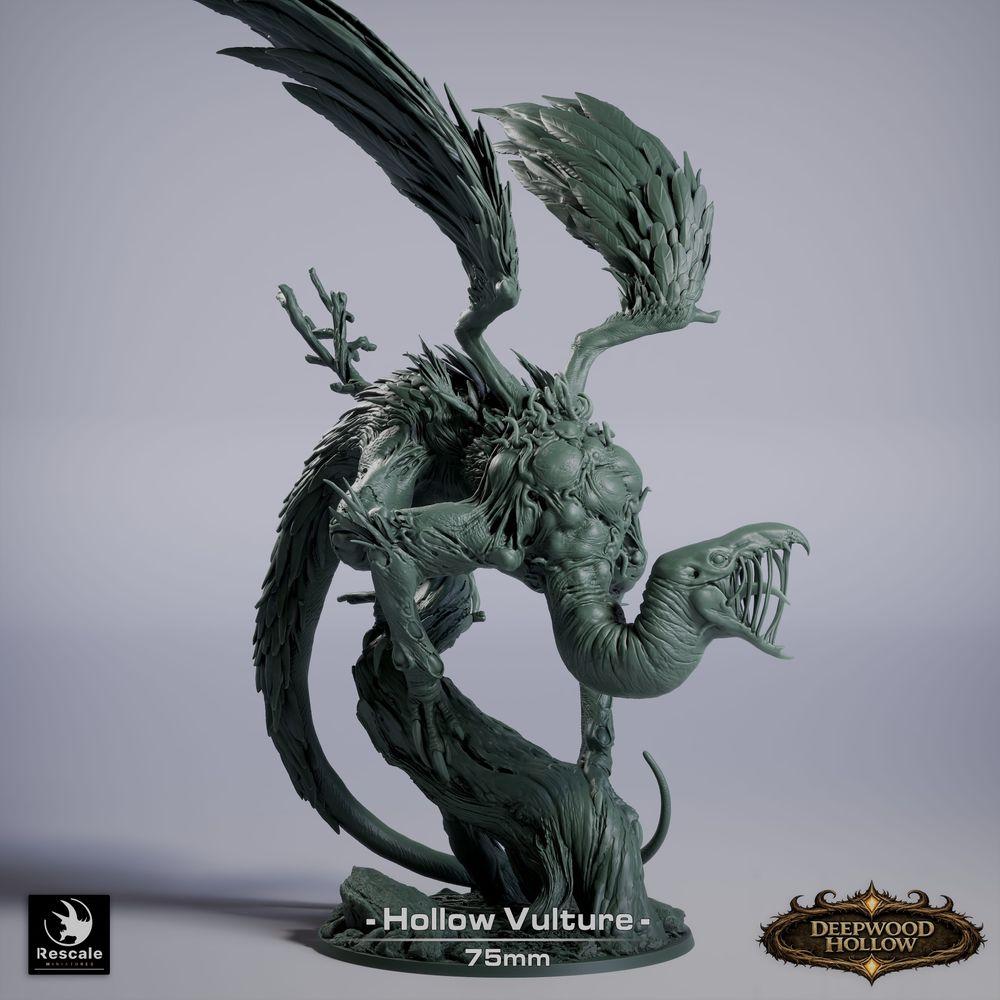 Product photo Tabletop 28mm Lord of the Print (LotP) 0: Tabletop miniature: Vulture Demon / Hollow Vulture - flying chimera, terror bird in a dive with claws, torn wings, and whip tail (26_03_D1)