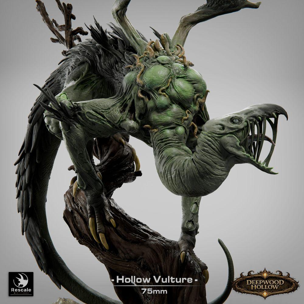 Product photo Tabletop 28mm Lord of the Print (LotP) 2: Tabletop miniature: Vulture Demon / Hollow Vulture - flying chimera, terror bird in a dive with claws, torn wings, and whip tail (26_03_D1)