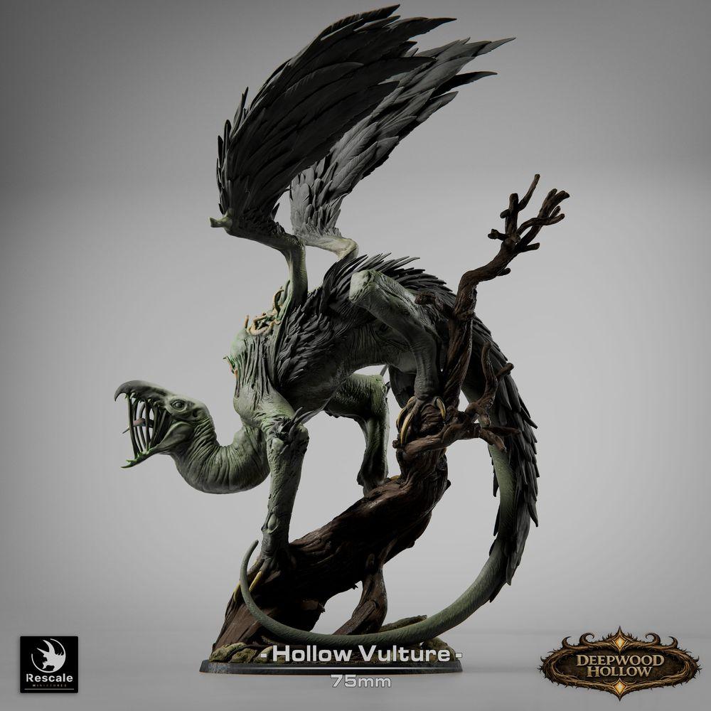 Product photo Tabletop 28mm Lord of the Print (LotP) 3: Tabletop miniature: Vulture Demon / Hollow Vulture - flying chimera, terror bird in a dive with claws, torn wings, and whip tail (26_03_D1)