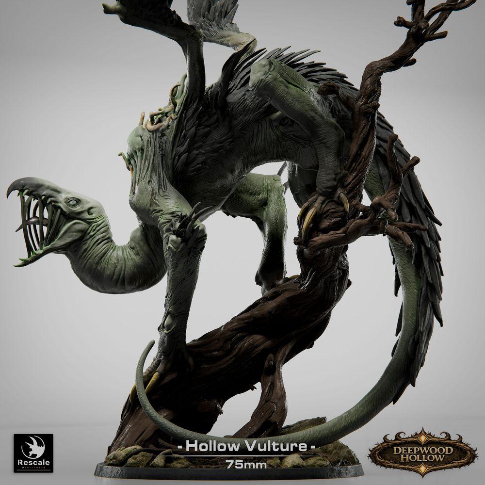 Product photo Tabletop 28mm Lord of the Print (LotP) 4: Tabletop miniature: Vulture Demon / Hollow Vulture - flying chimera, terror bird in a dive with claws, torn wings, and whip tail (26_03_D1)