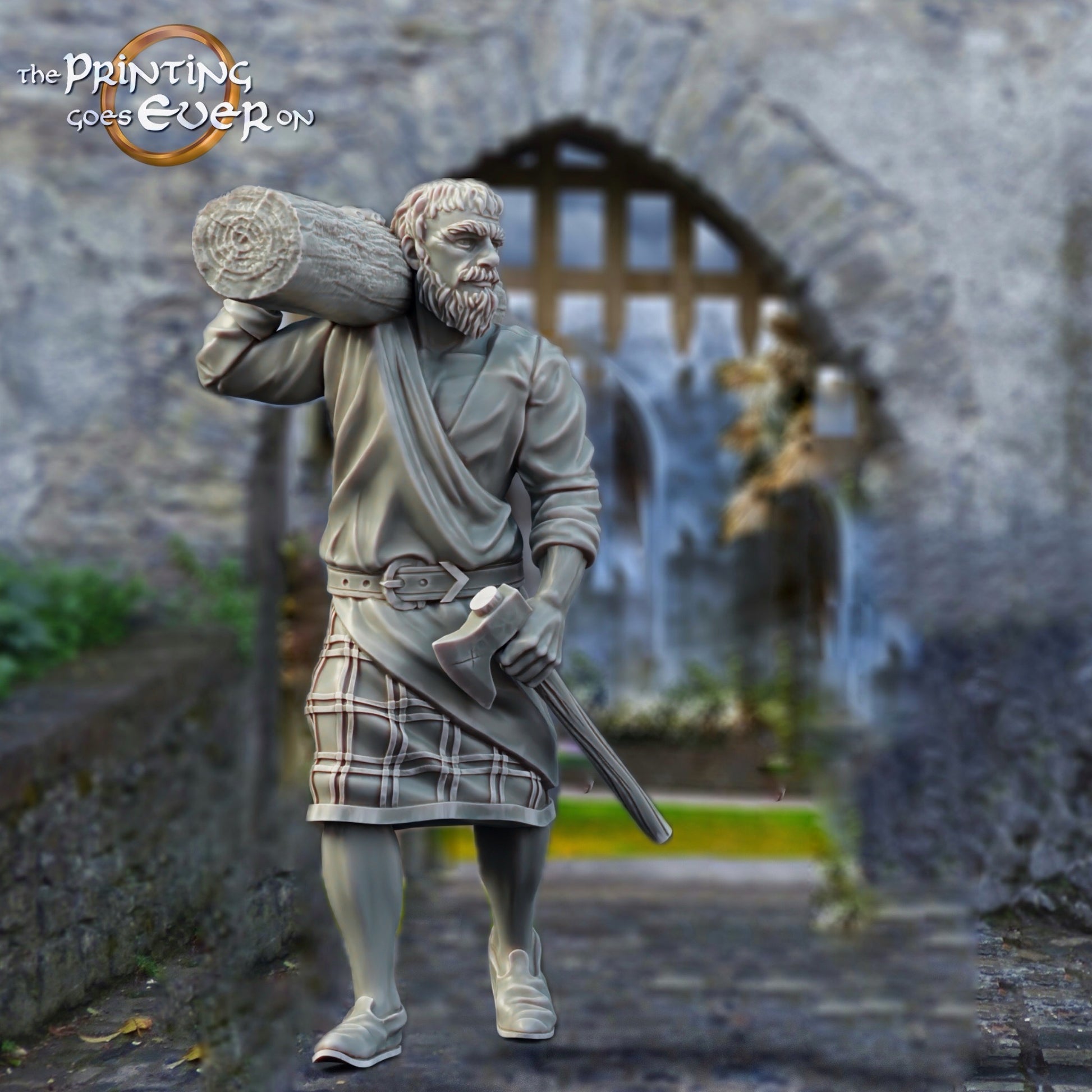 Medieval historical figure 75mm scale The Printing Goes Ever On (TPGEO) 0: Medieval knight figures lumberjack - 75mm models - Medieval town