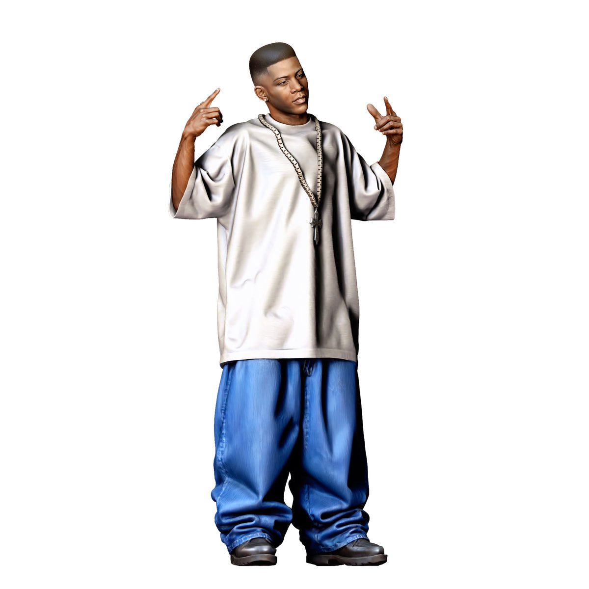 Diorama model-making product photo 0: Standing figure: man in loose casual clothing with raised hands (Ref. No. 529)