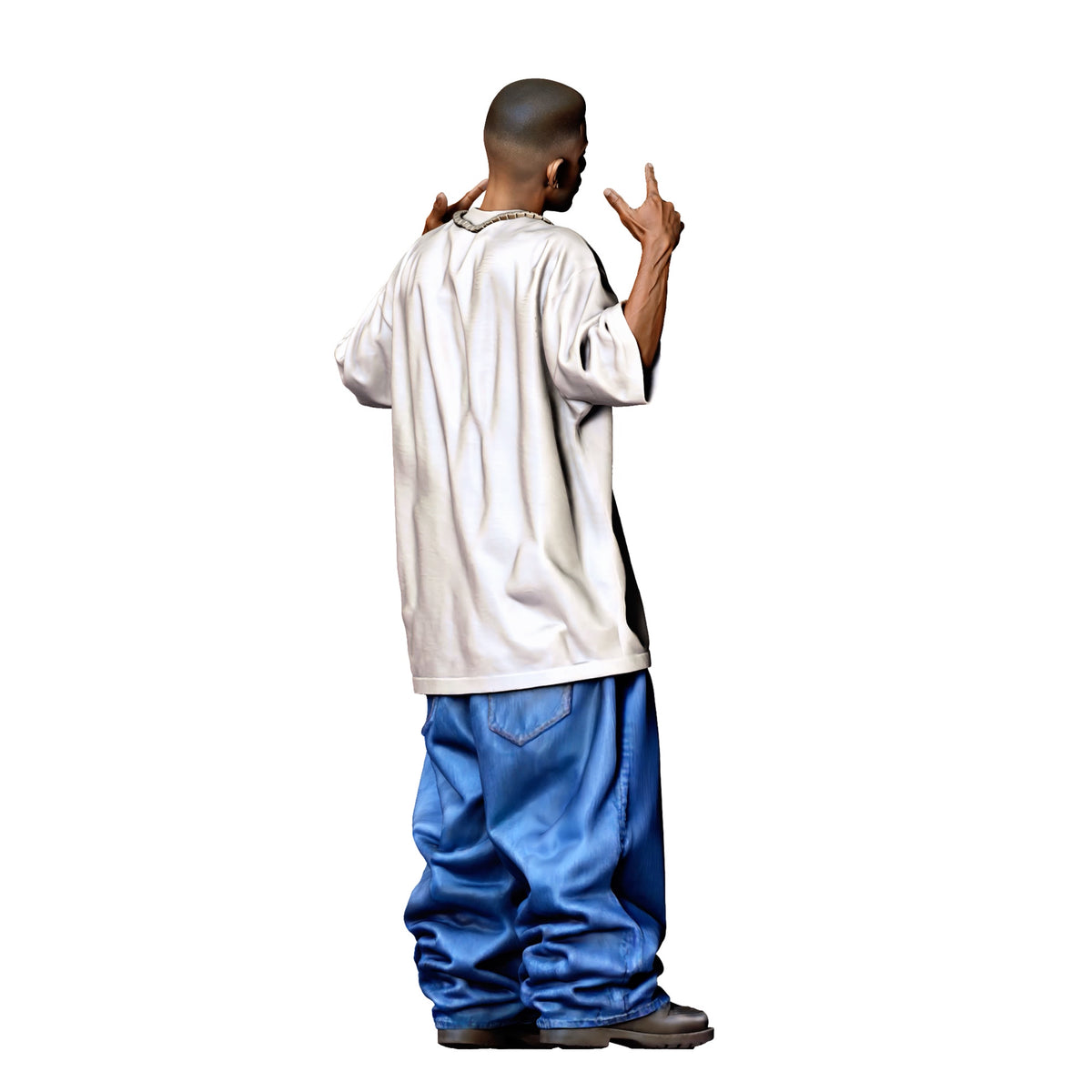 Diorama model-making product photo 2: Standing figure: man in loose casual clothing with raised hands (Ref. No. 529)
