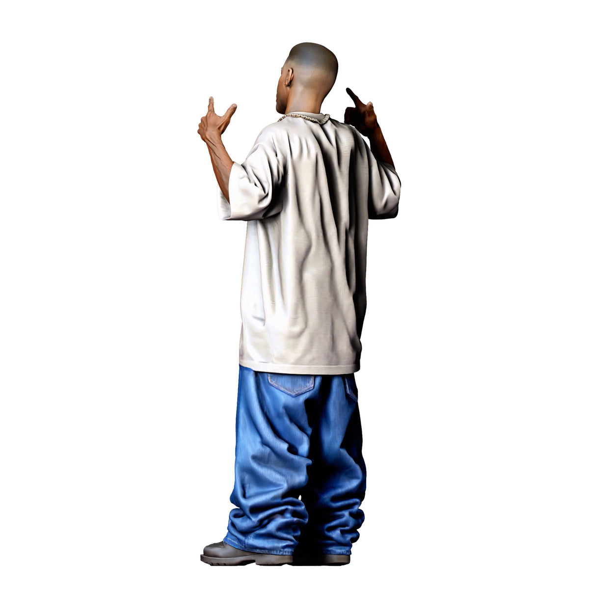 Diorama model-making product photo 3: Standing figure: man in loose casual clothing with raised hands (Ref. No. 529)